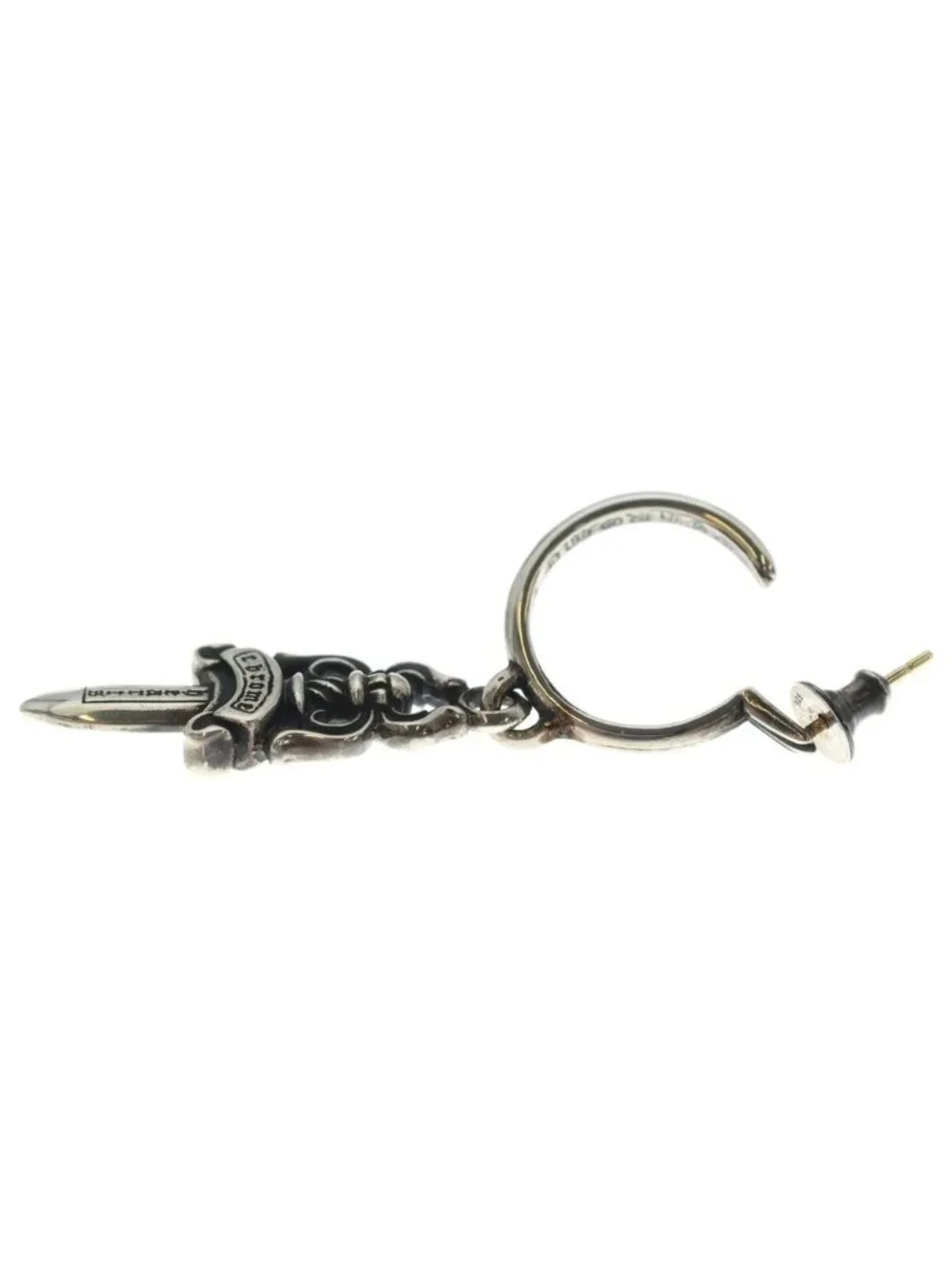 Chrome Hearts No 5 Dagger Hoop Earrings Silver